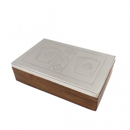 2 talie kart i kości w pudełku drewnianym (top metal)