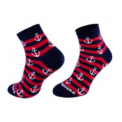 Skarpetki męskie krótkie 3/4 - czerwone paski i kotwice :-)